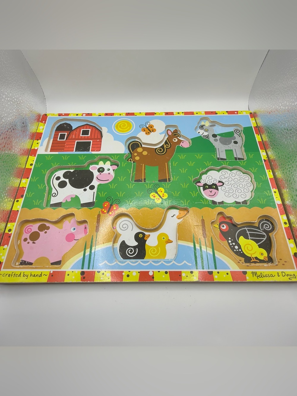 Melissa & Doug Farm Animal Wooden Puzzle - Colorful Barnyard Playset